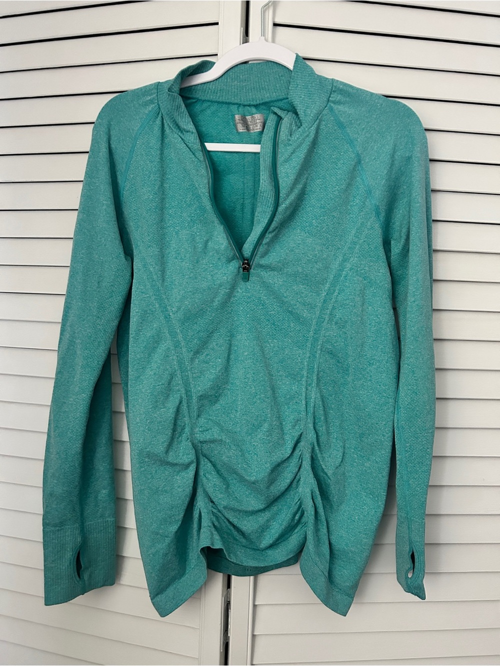 Athleta Half-Zip Ruched Active Pullover Top - Teal